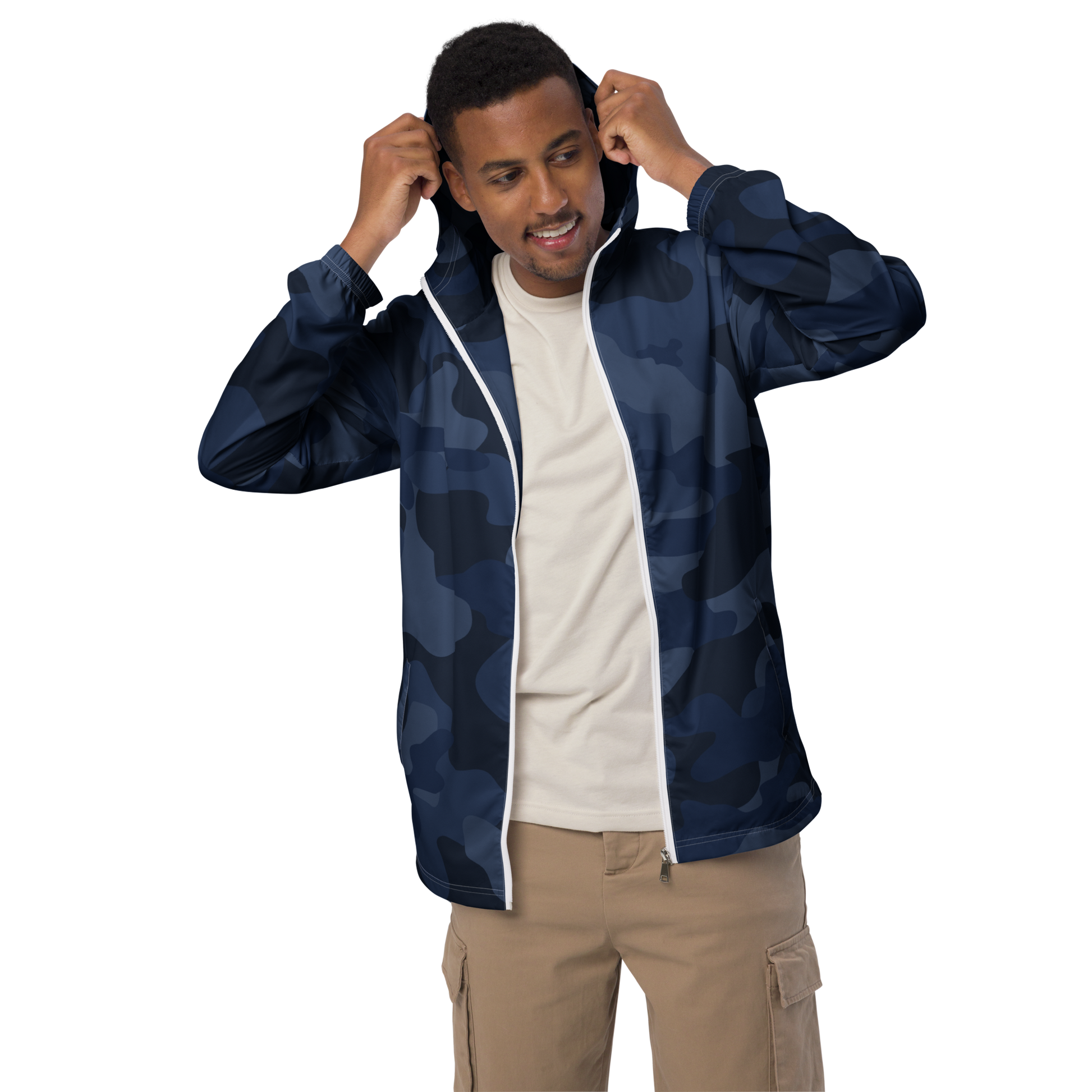 Camo Windbreaker For Men | Deep Blue