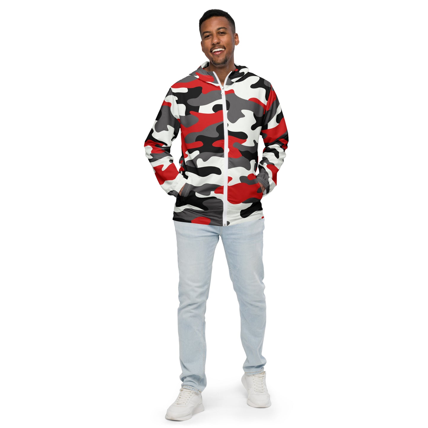 Camo Windbreaker For Men | Red, Black & White