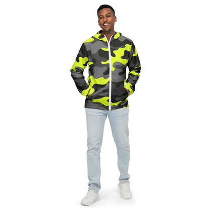 Camo Windbreaker For Men | Black, Gray & Yellow