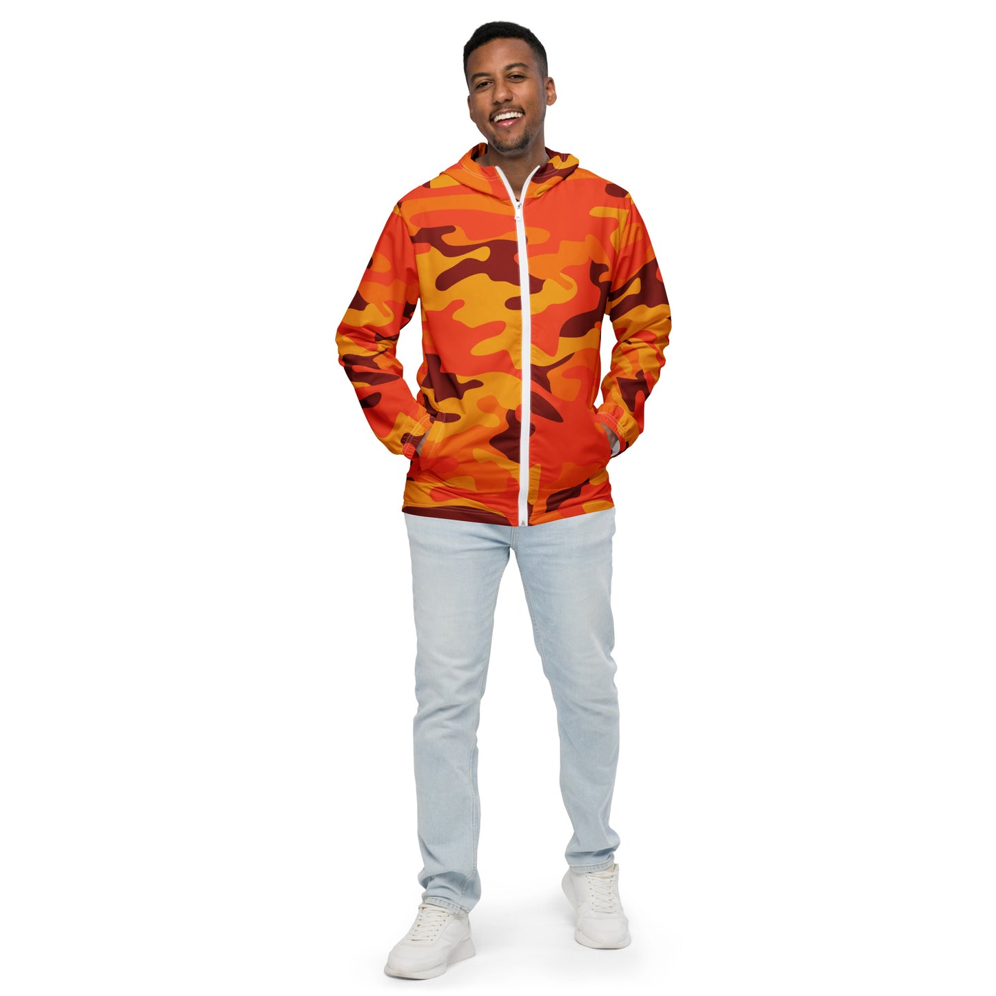 Camo Windbreaker For Men | Orange & Red