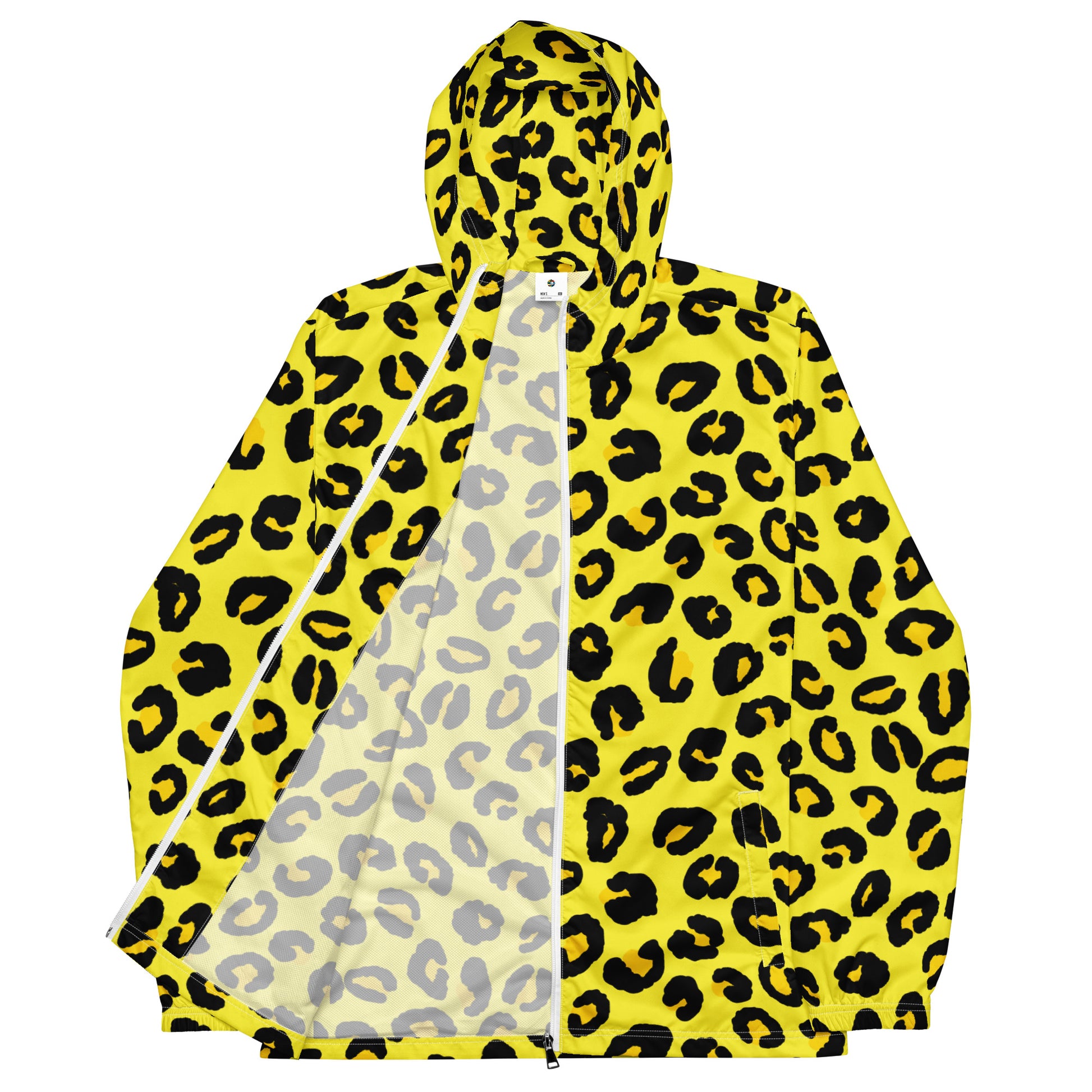 Windbreaker For Men | Black and Yellow Leopard Pattern