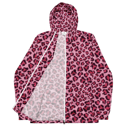 Windbreaker For Men | Pink, Cherry and Black Leopard Pattern