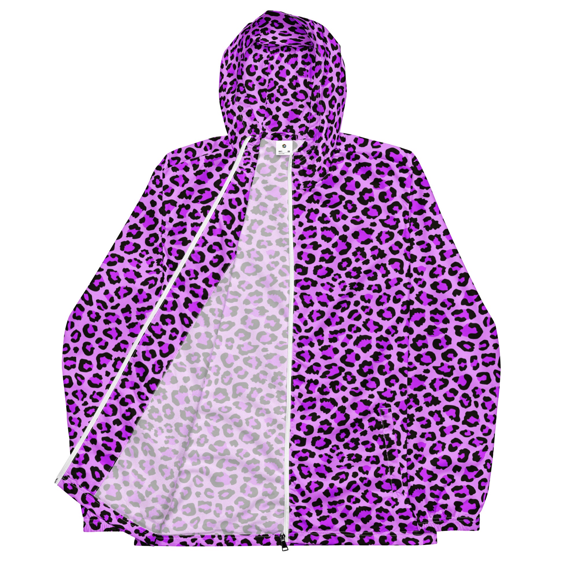 Windbreaker For Men | Purple, Blue and Black Leopard Pattern