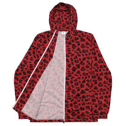 Windbreaker For Men | Red and Black Leopard Pattern