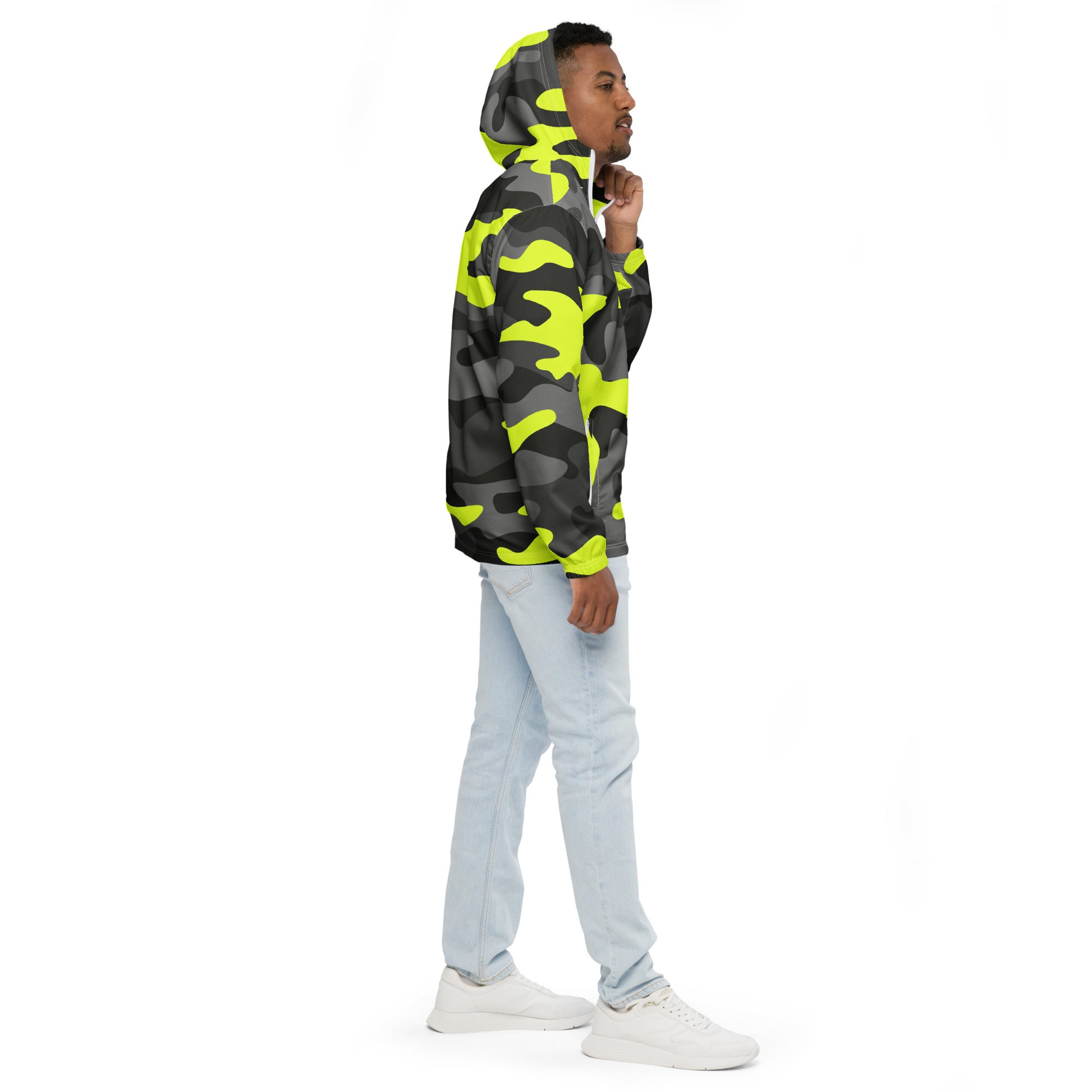 Camo Windbreaker For Men | Black, Gray & Yellow