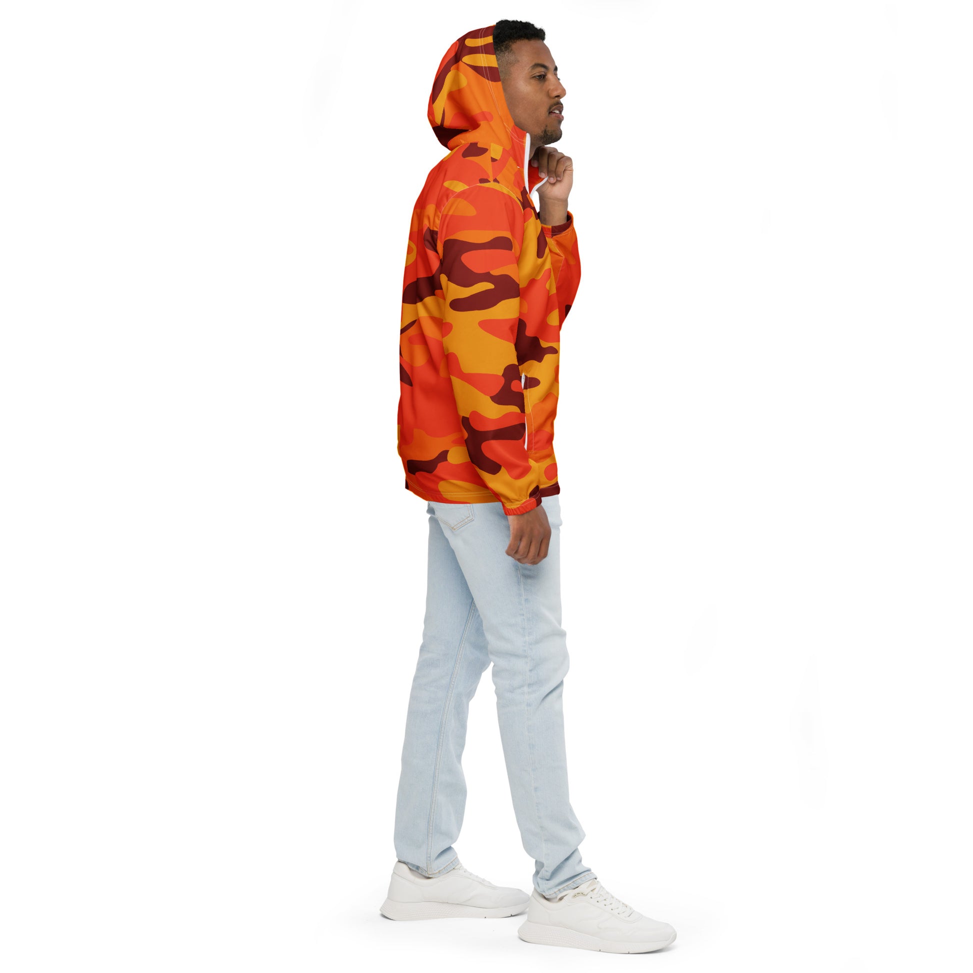 Camo Windbreaker For Men | Orange & Red