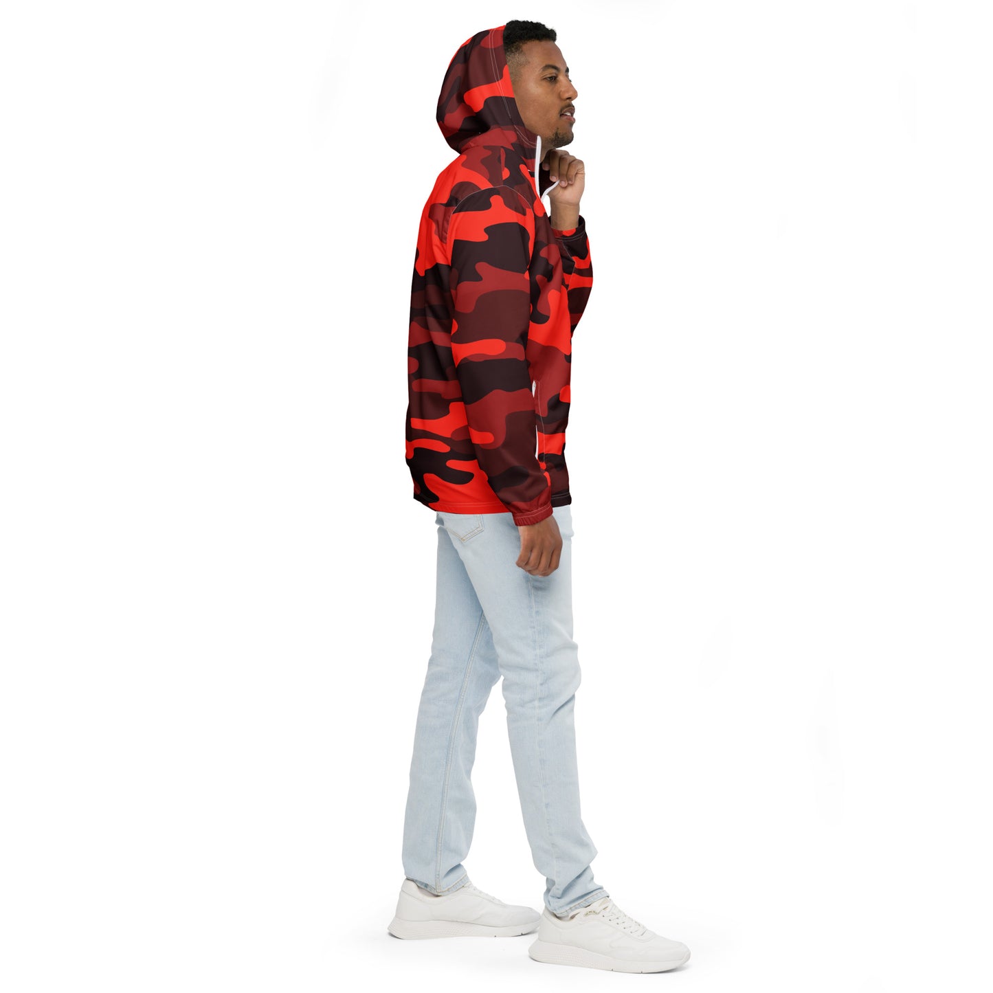 Camo Windbreaker For Men | Scarlet Red & Black