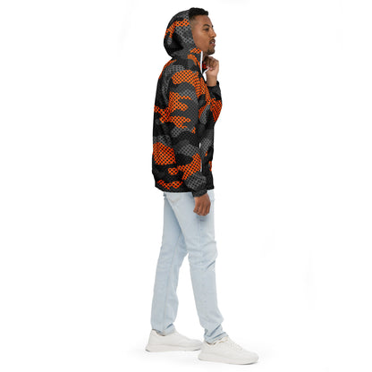 Camo Windbreaker For Men | Black & Orange Pixel