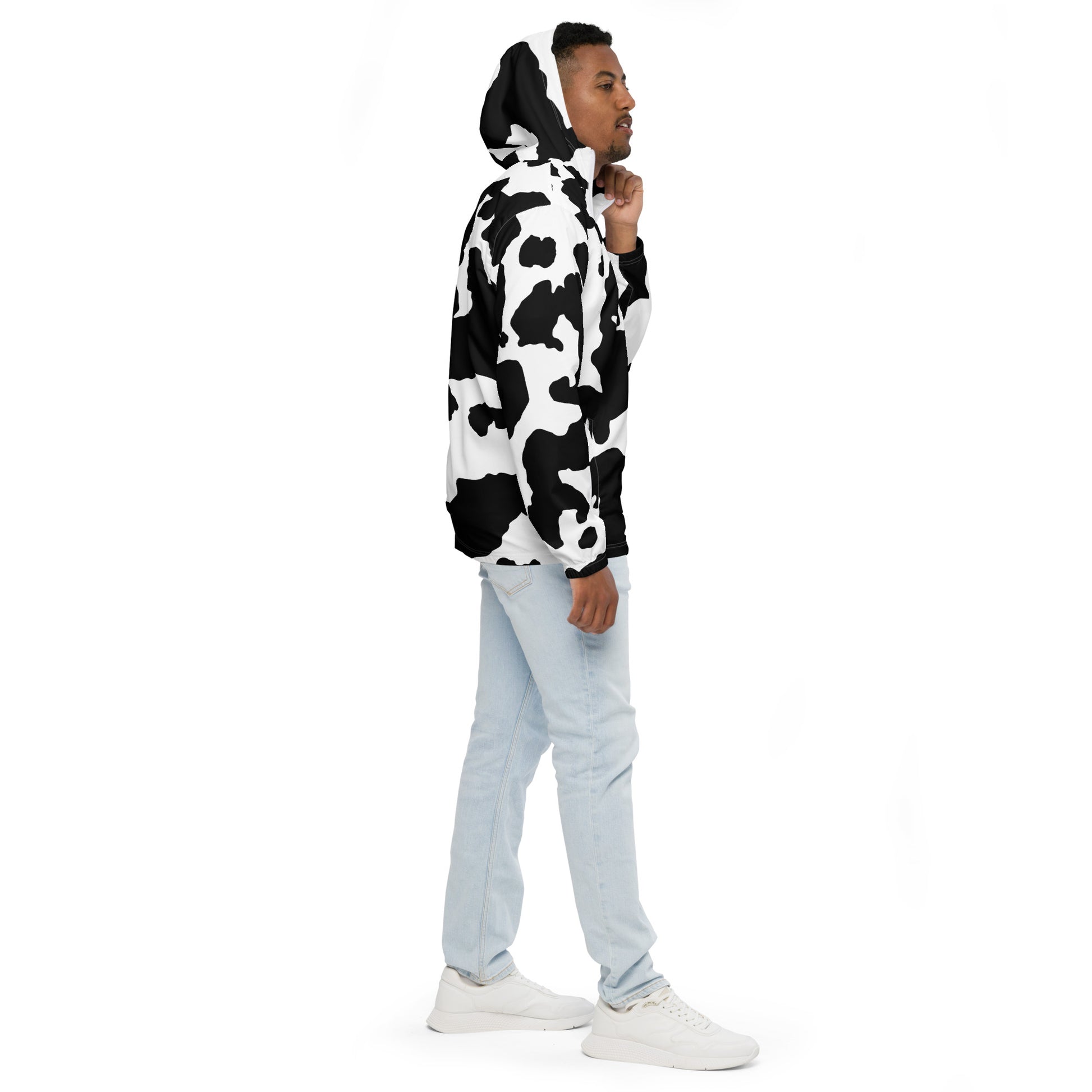 Camo Windbreaker For Men | Black & White Cow Skin