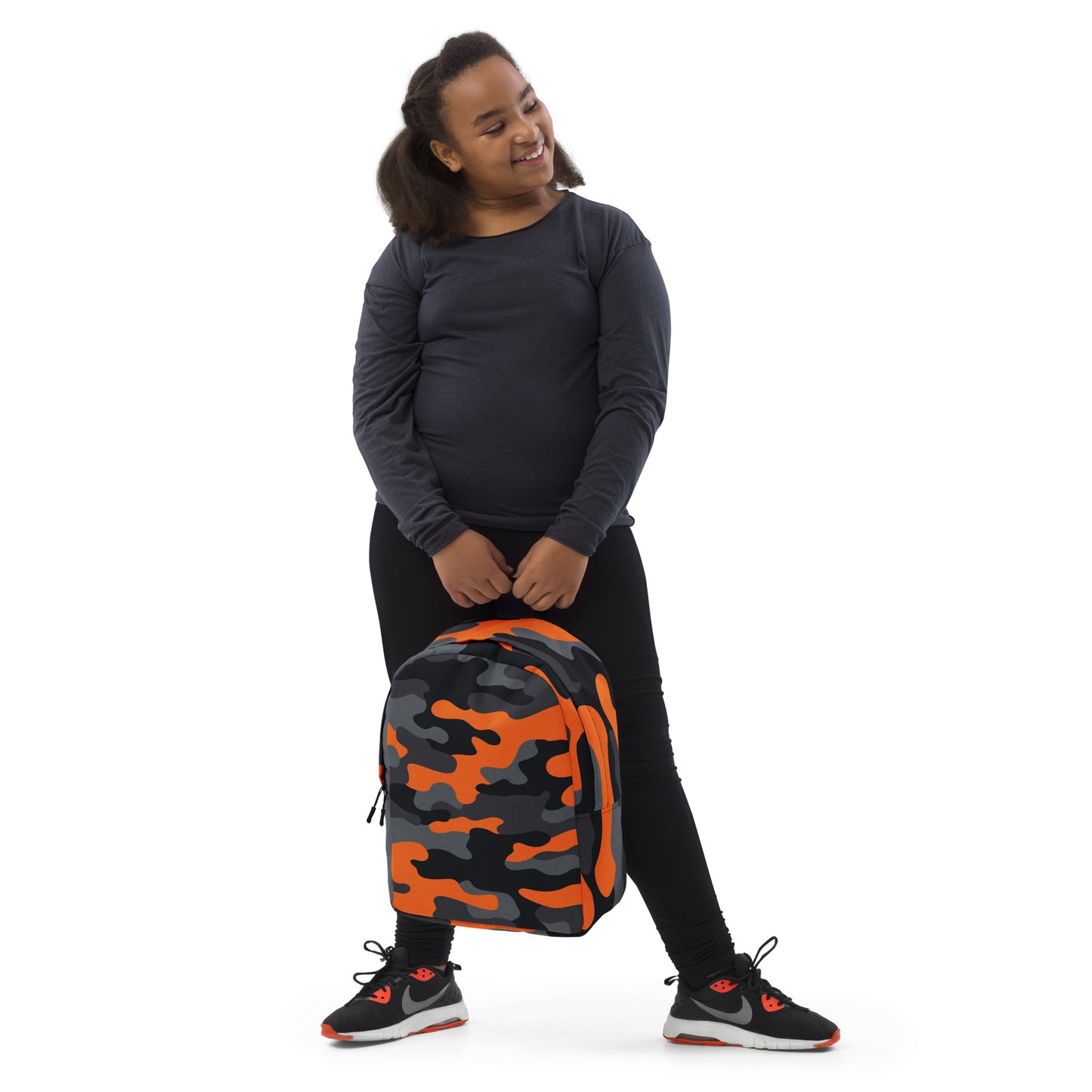 Minimalist Backpack | Orange, Gray & Black Camouflage