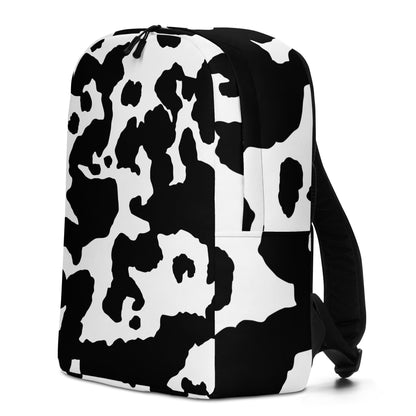 Minimalist Backpack | Black & White Cow Skin