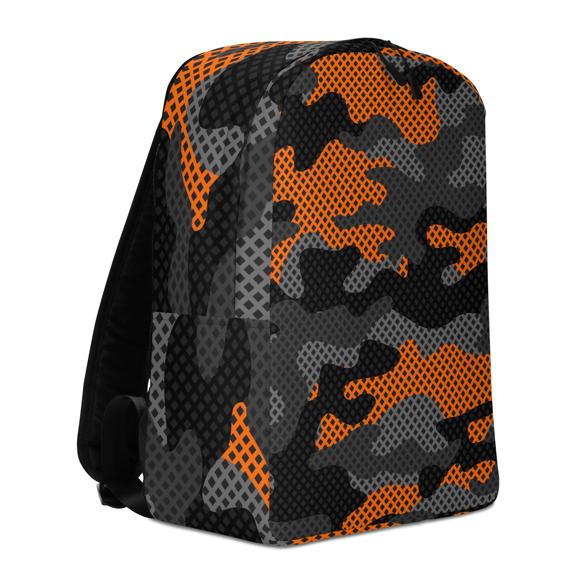 Minimalist Backpack | Black & Orange Pixel Camouflage