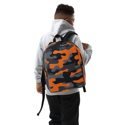 Minimalist Backpack | Orange, Gray & Black Camouflage