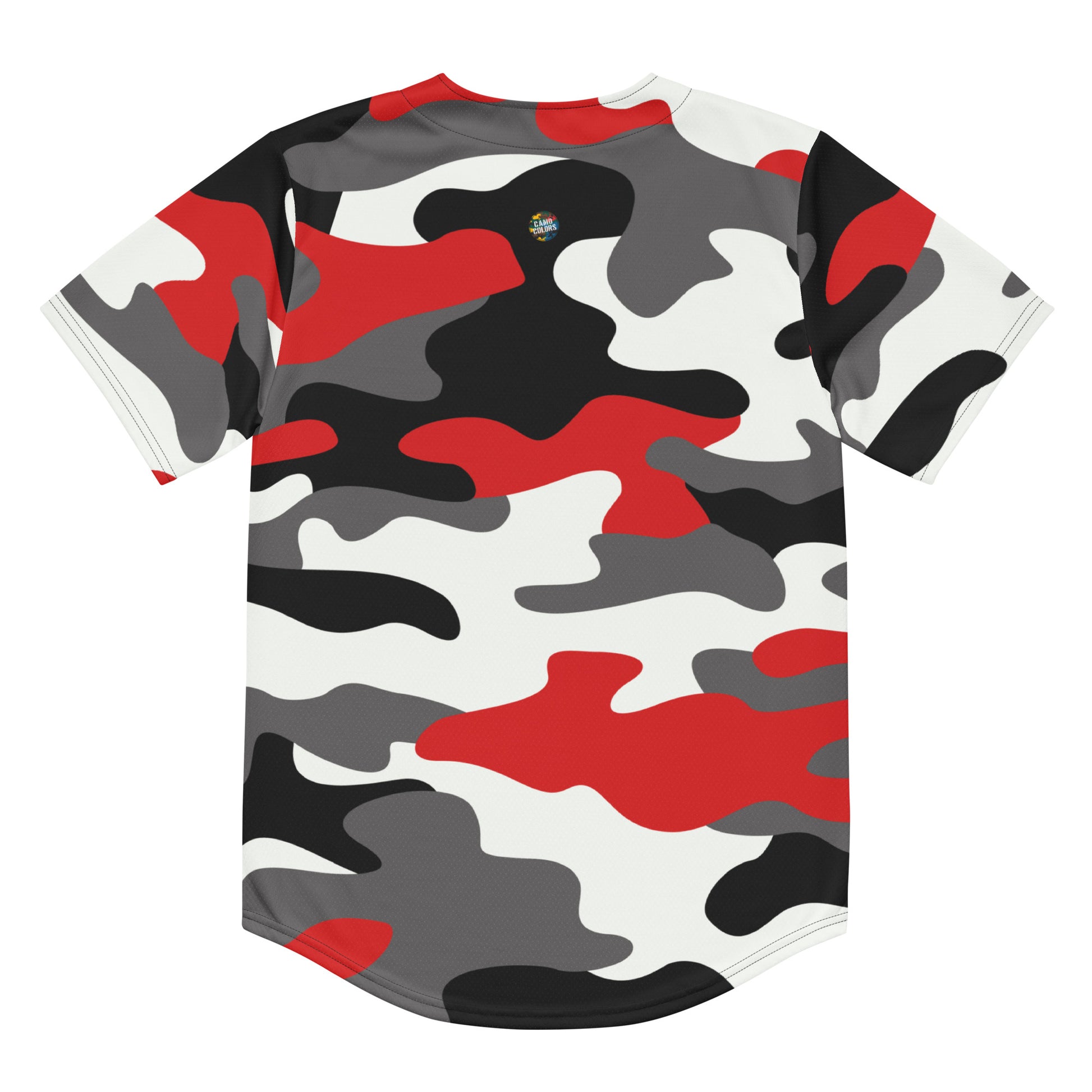 Baseball Jersey | Red, Black & White Camouflage