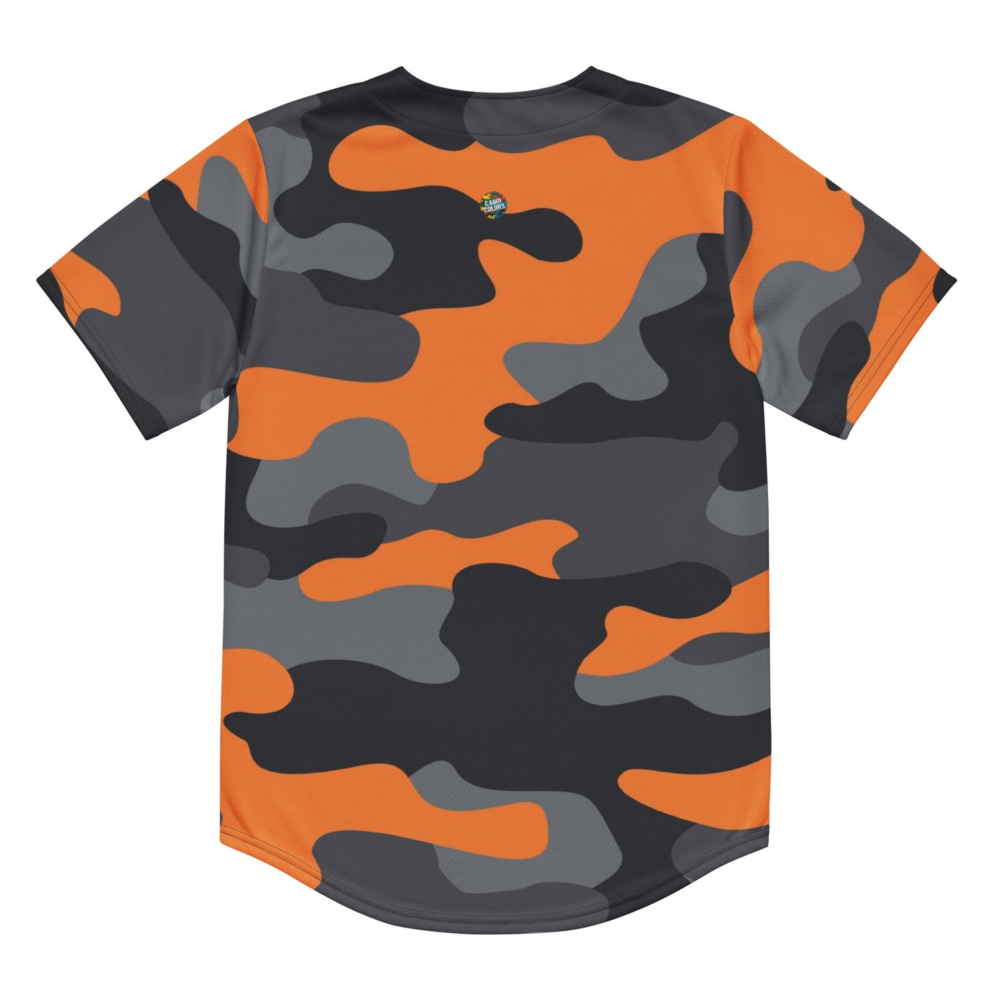 Baseball Jersey | Orange, Black & Gray Camouflage