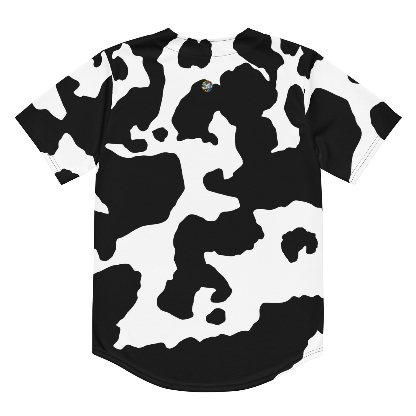 Baseball Jersey | Unisex | Black & White Cow Camouflage