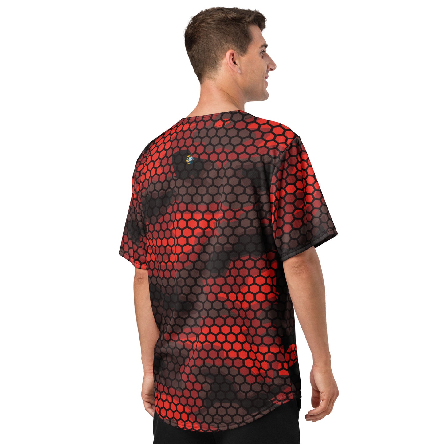 Red Camo Baseball Jersey | Geometric Hive