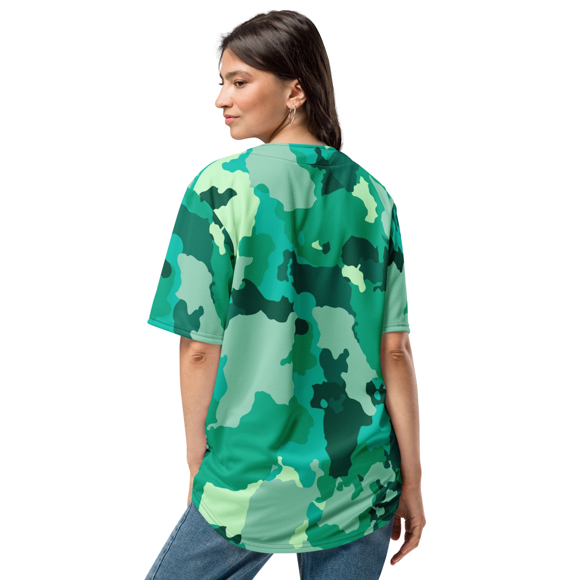 Camo Baseball Jersey | Cyan Green Camouflage