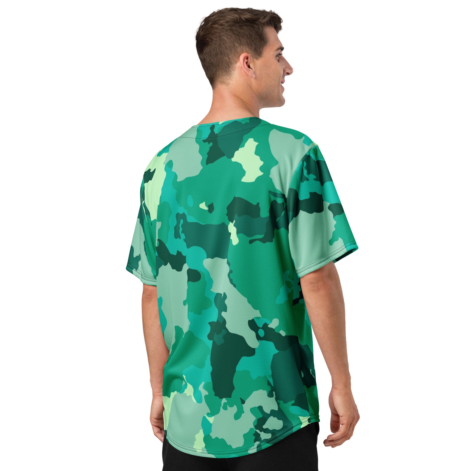 Camo Baseball Jersey | Cyan Green Camouflage