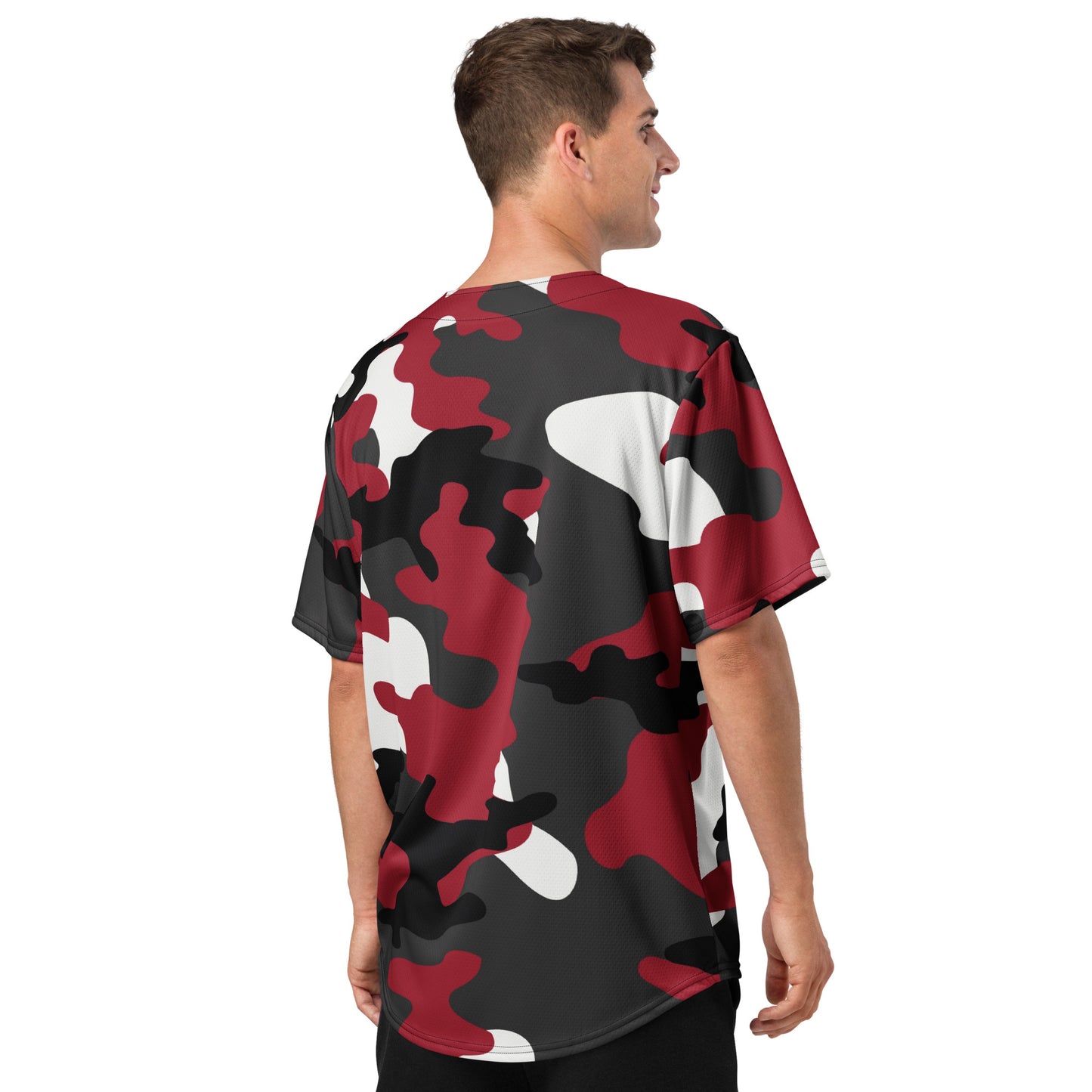 Camo Baseball Jersey | Red, Jungle Green, Black and White