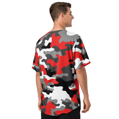 Camo Baseball Jersey | Red, Gray, Black & White