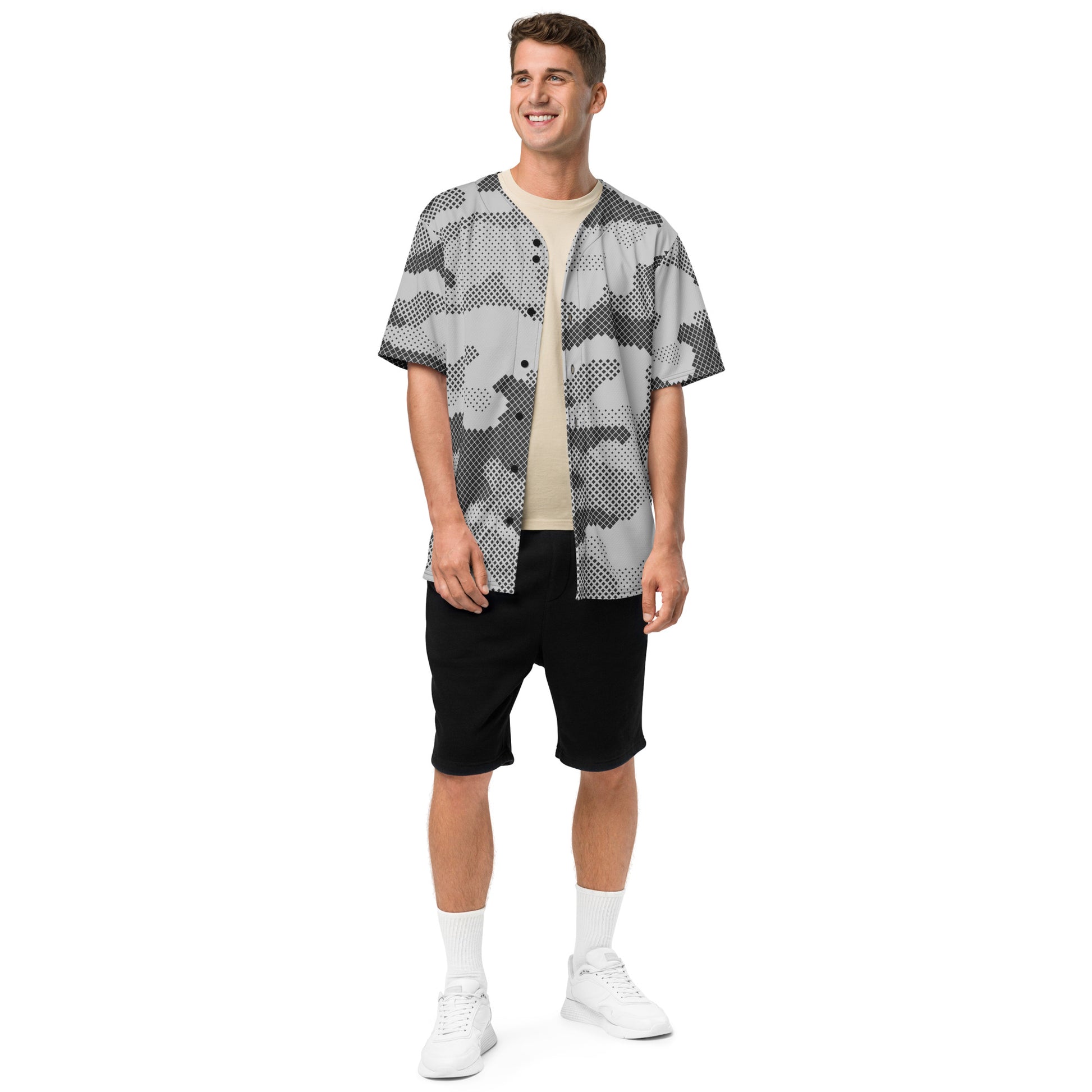 Baseball Jersey | Black & White Digital Camouflage