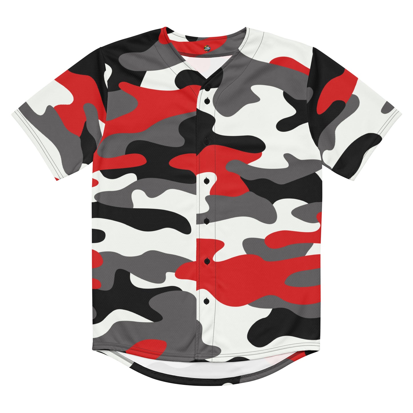 Baseball Jersey | Red, Black & White Camouflage