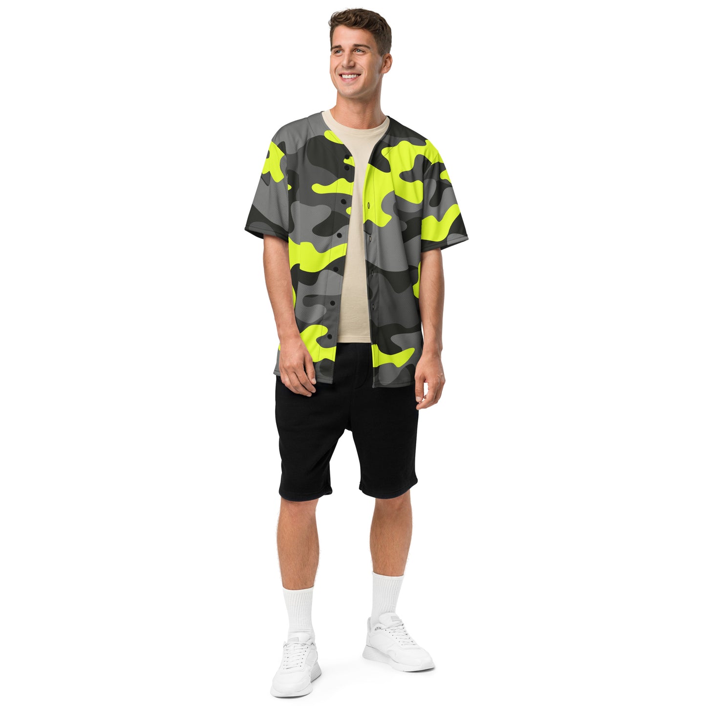 Baseball Jersey | Black, Gray & Yellow Camouflage