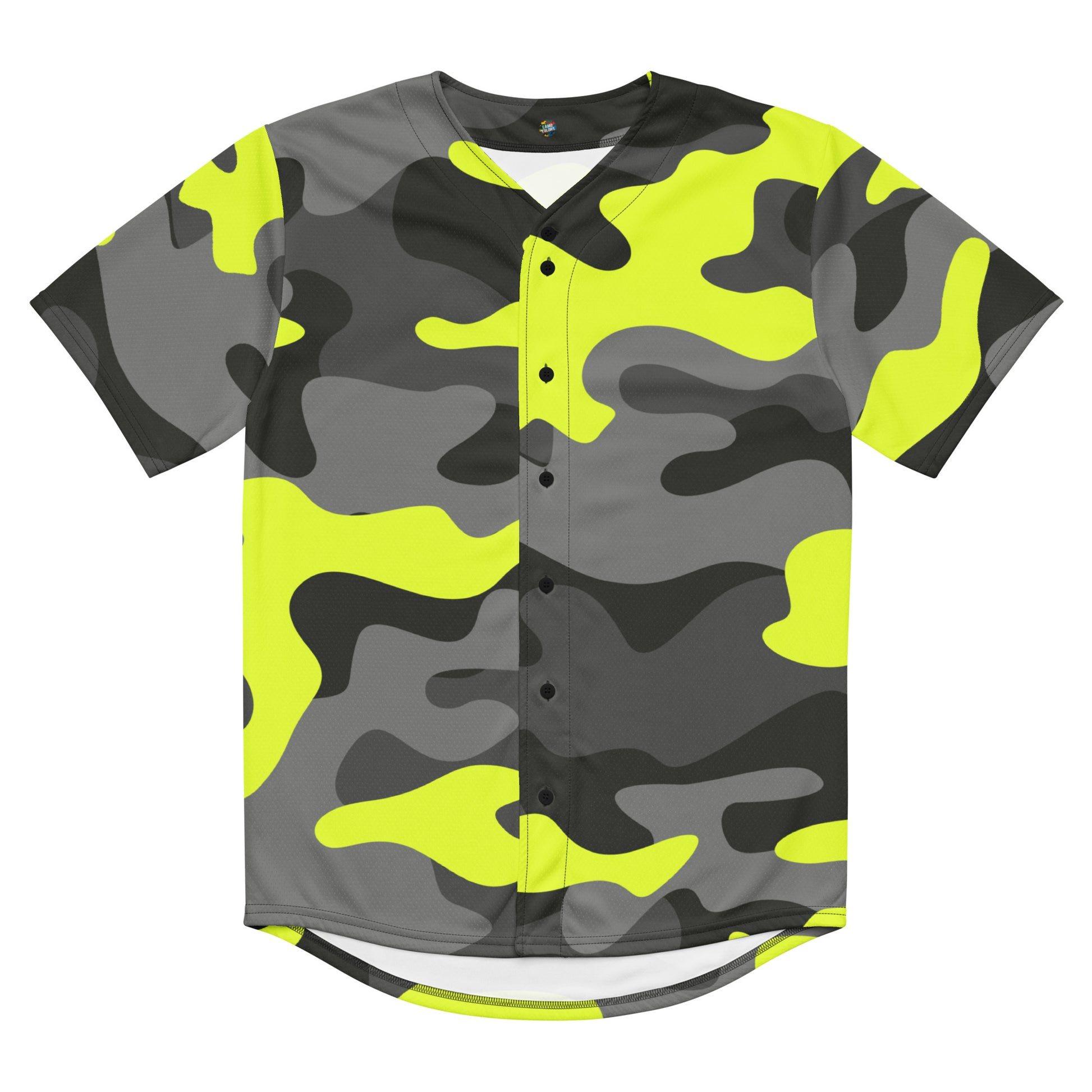 Baseball Jersey | Black, Gray & Yellow Camouflage