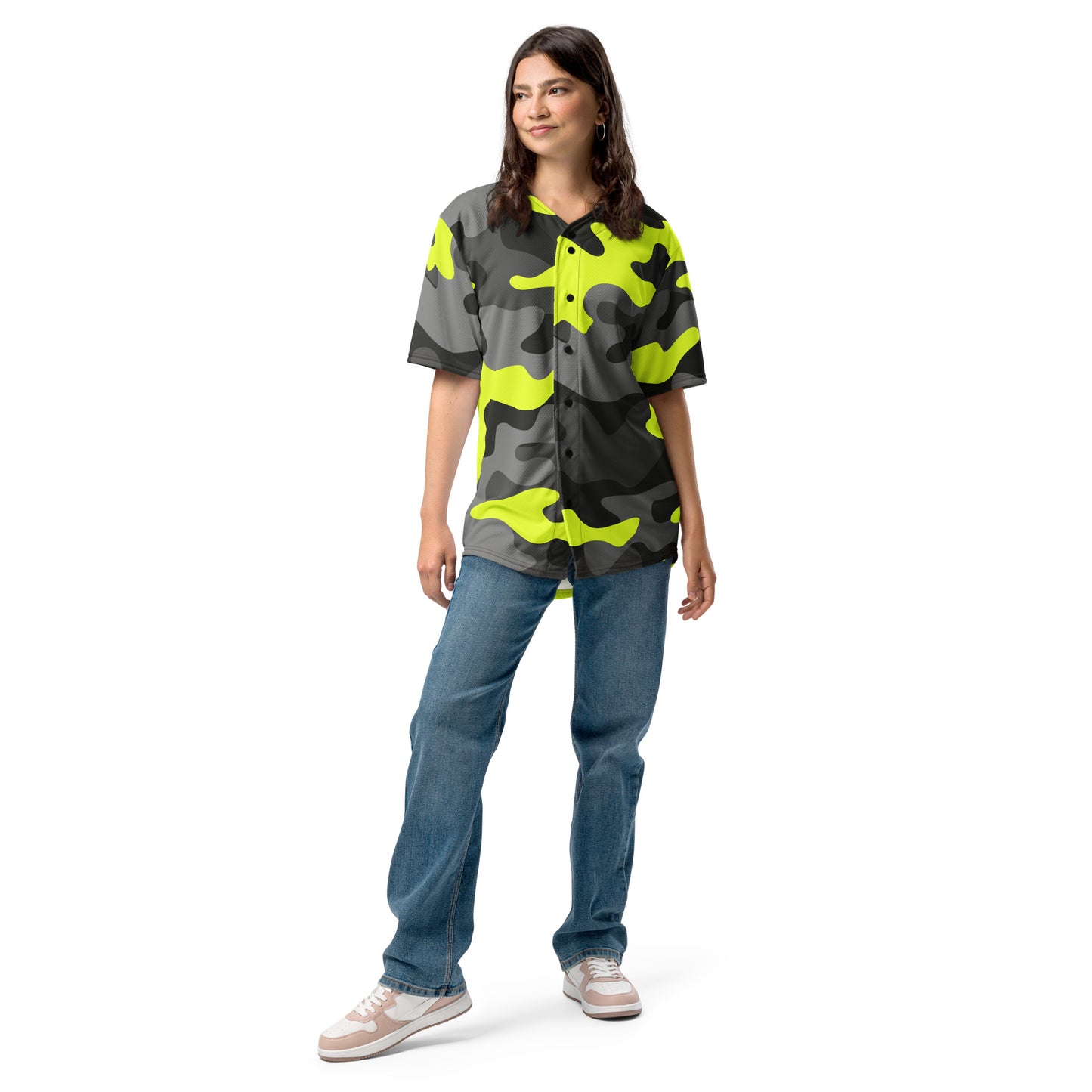 Baseball Jersey | Black, Gray & Yellow Camouflage