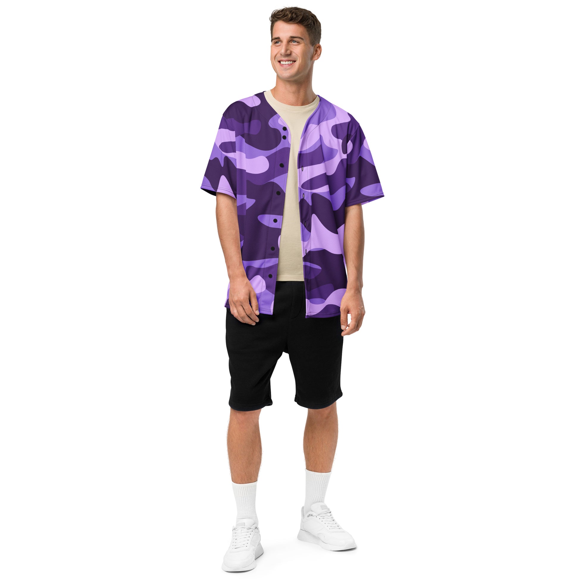 Baseball Jersey | Purple, Blue & Mauve Camouflage