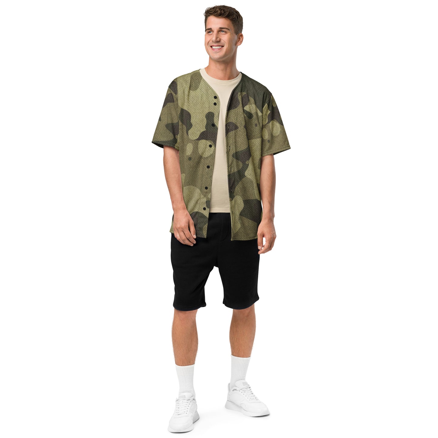 Baseball Jersey | Unisex | Green Fabric Camouflage