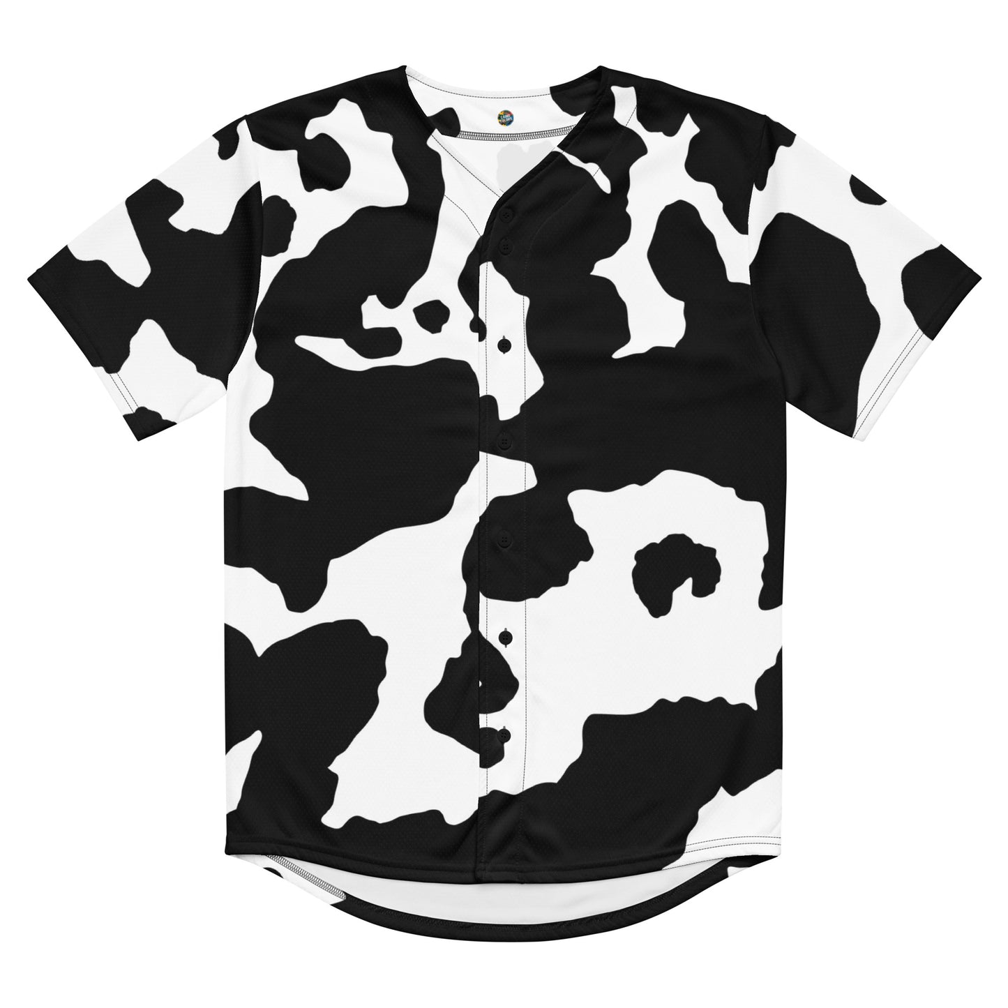 Baseball Jersey | Unisex | Black & White Cow Camouflage