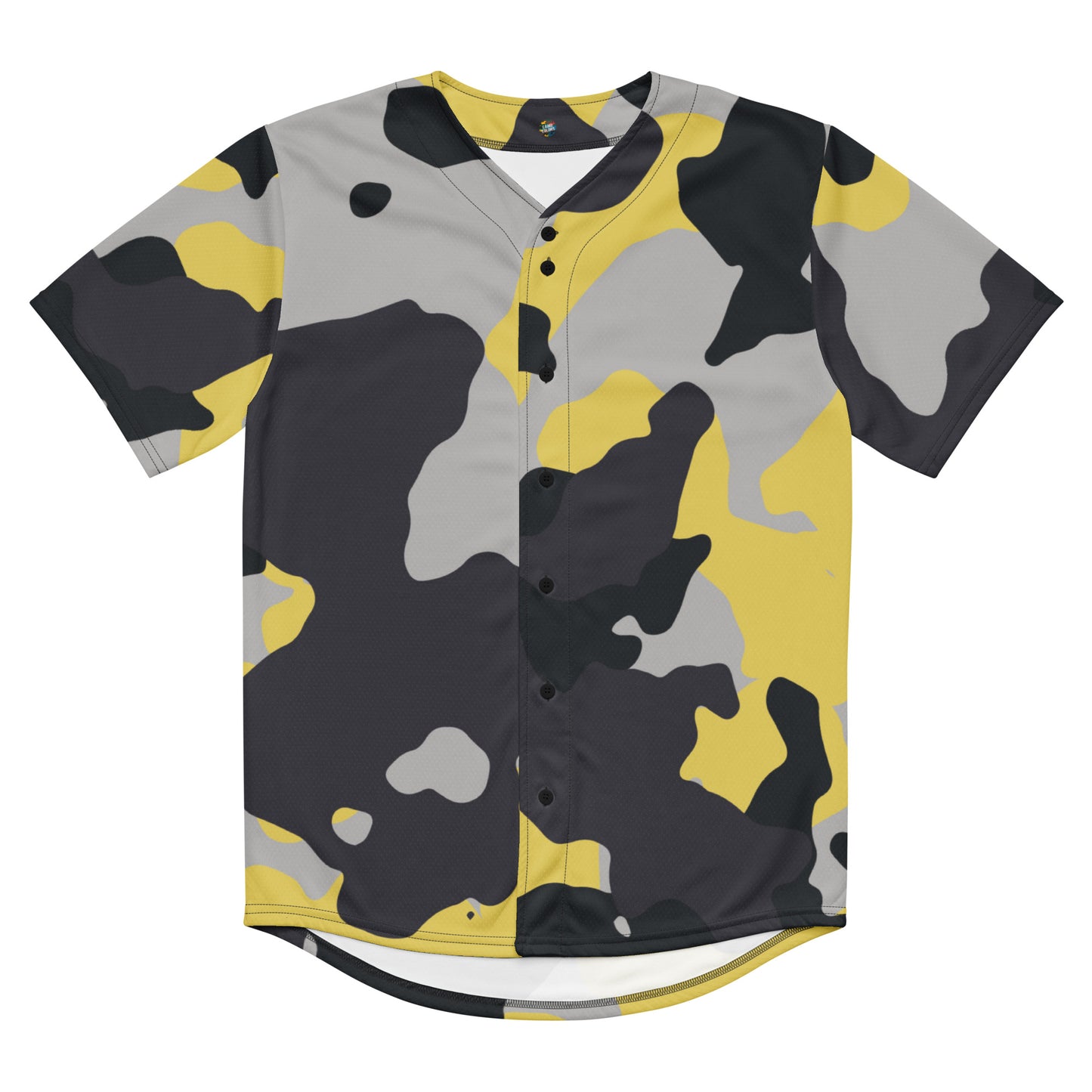 Baseball Jersey | Unisex | Yellow, Black, and Silver Camouflage