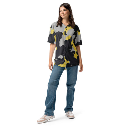 Baseball Jersey | Unisex | Yellow, Black, and Silver Camouflage