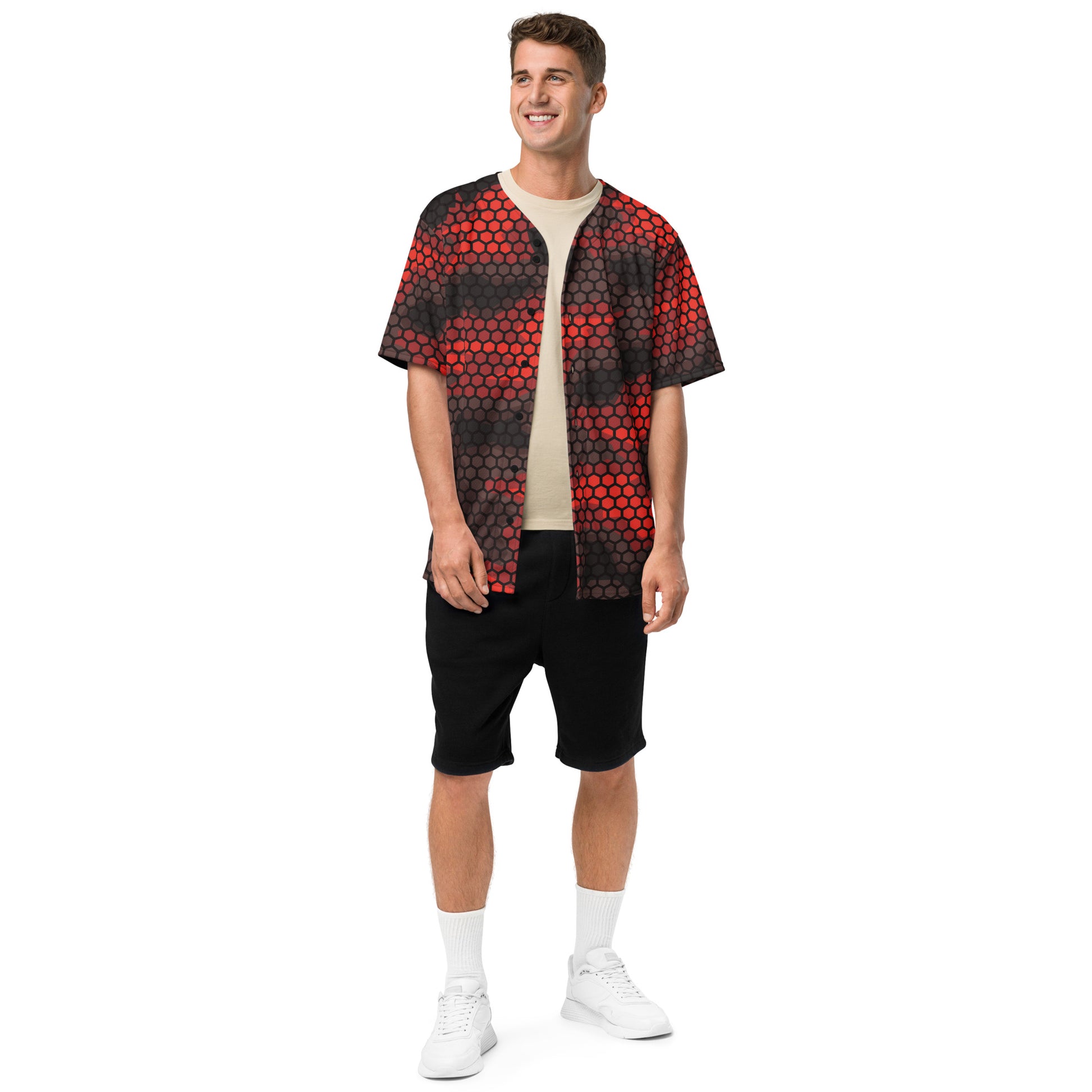 Red Camo Baseball Jersey | Geometric Hive