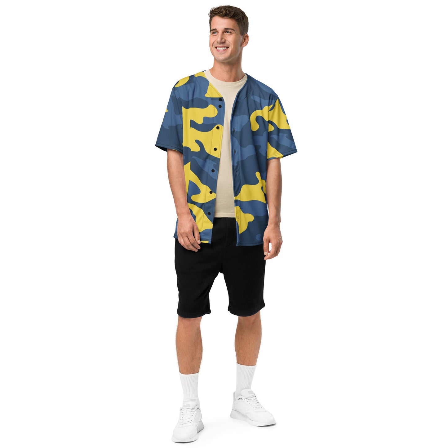 Camo Baseball Jersey | Blue and Yellow Camouflage