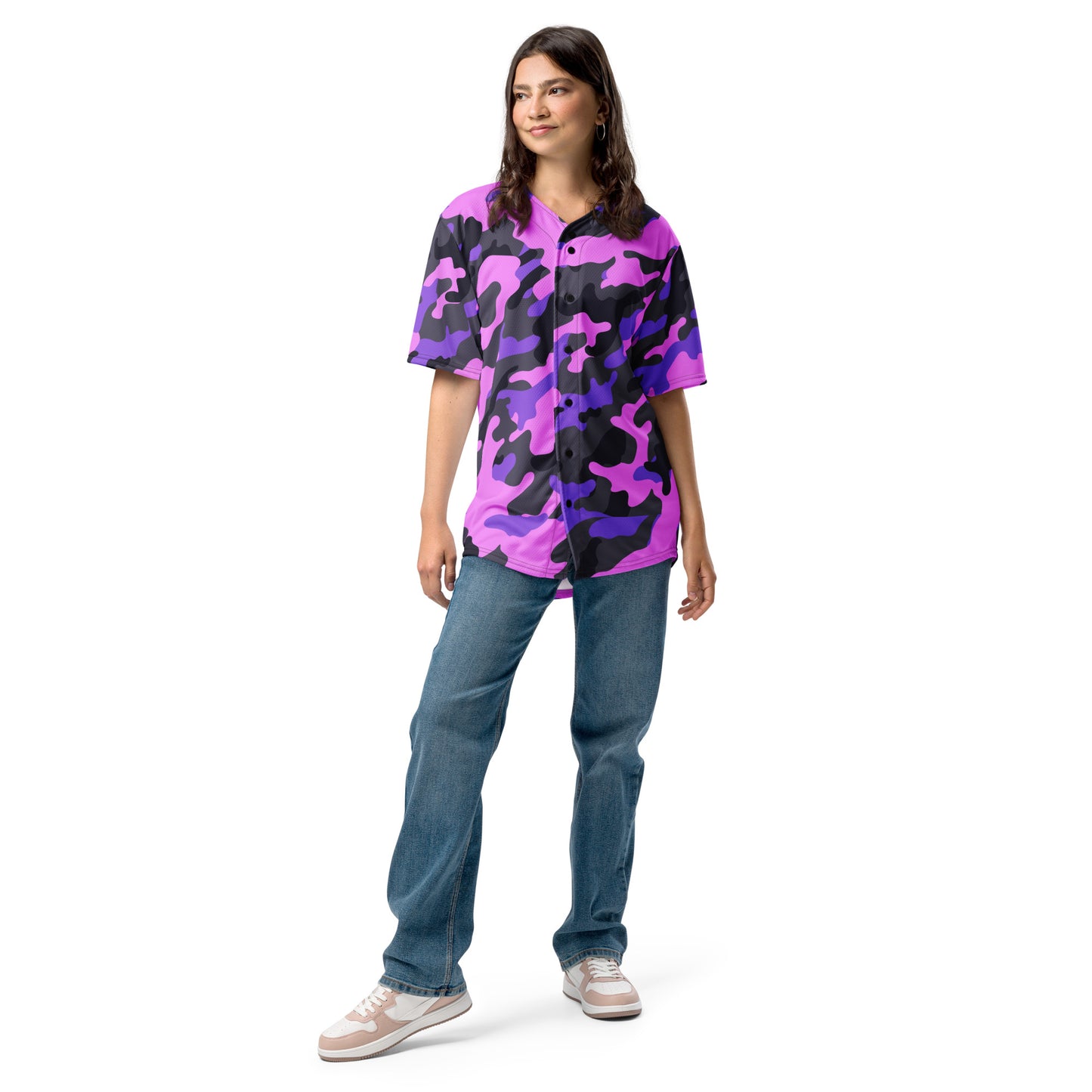 Camo Baseball Jersey | Pink, Black and Indigo Camouflage