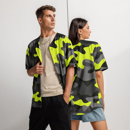 Baseball Jersey | Black, Gray & Yellow Camouflage