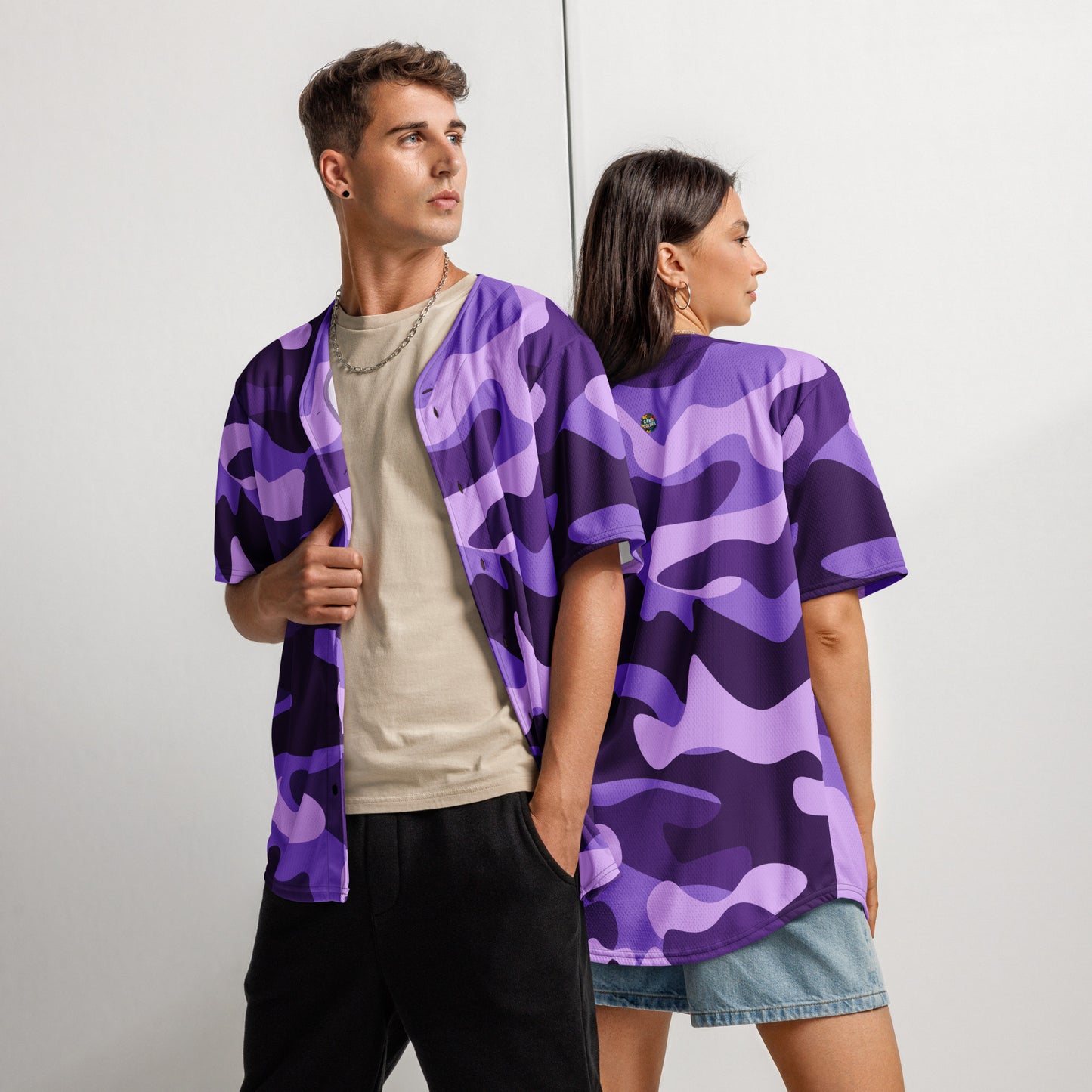 Baseball Jersey | Purple, Blue & Mauve Camouflage