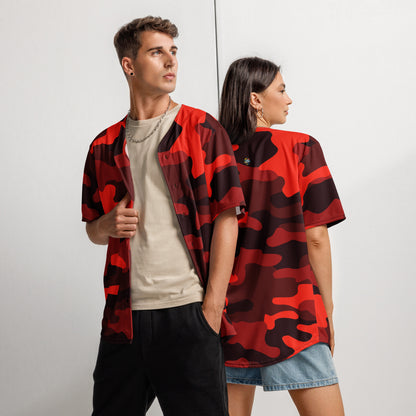 Baseball Jersey | Scarlet Red & Black Camouflage