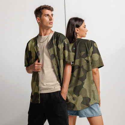 Camiseta de béisbol | Unisex | Tela verde camuflaje