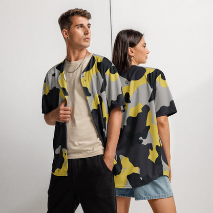 Camiseta de béisbol | Unisex | Camuflaje amarillo, negro y plateado