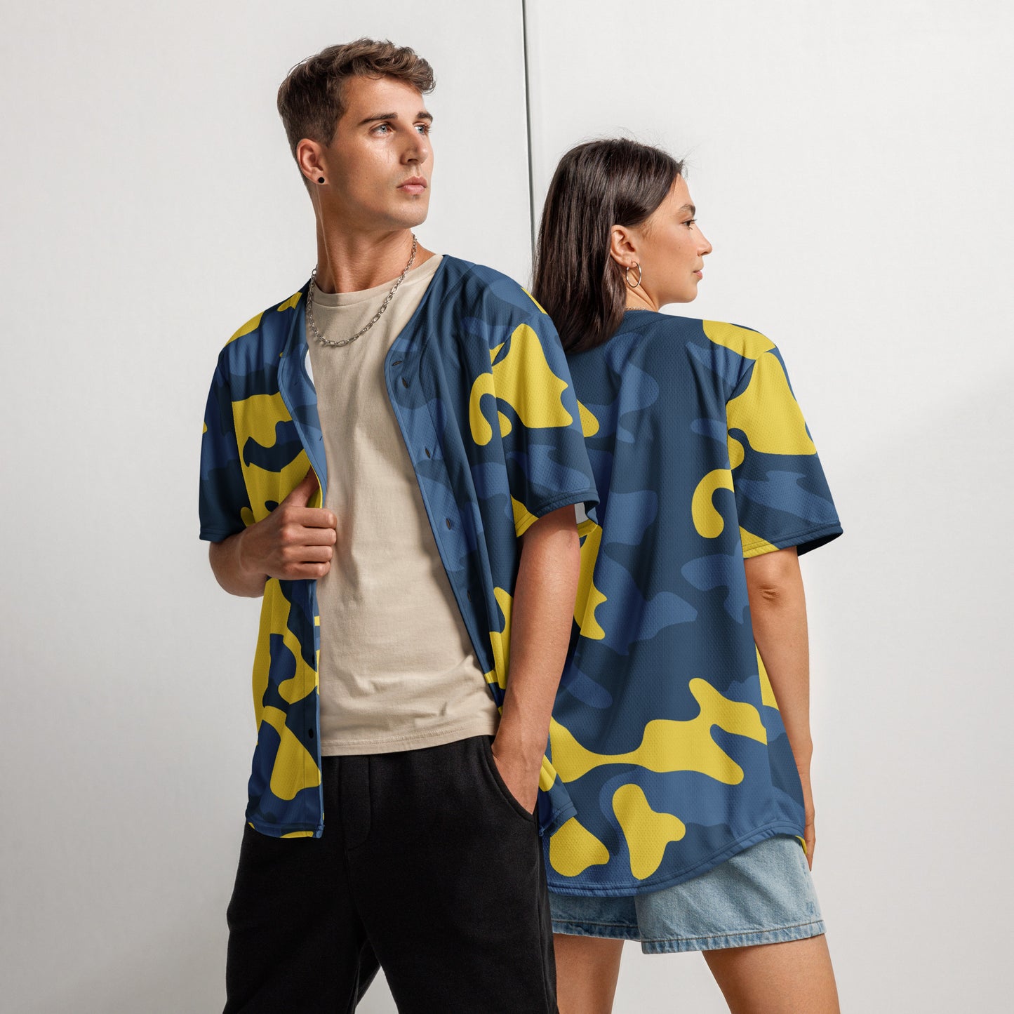 Camo Baseball Jersey | Blue and Yellow Camouflage