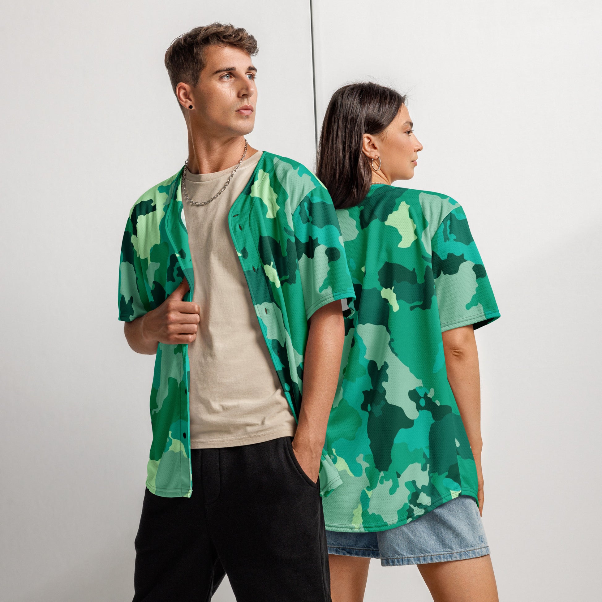 Camo Baseball Jersey | Cyan Green Camouflage