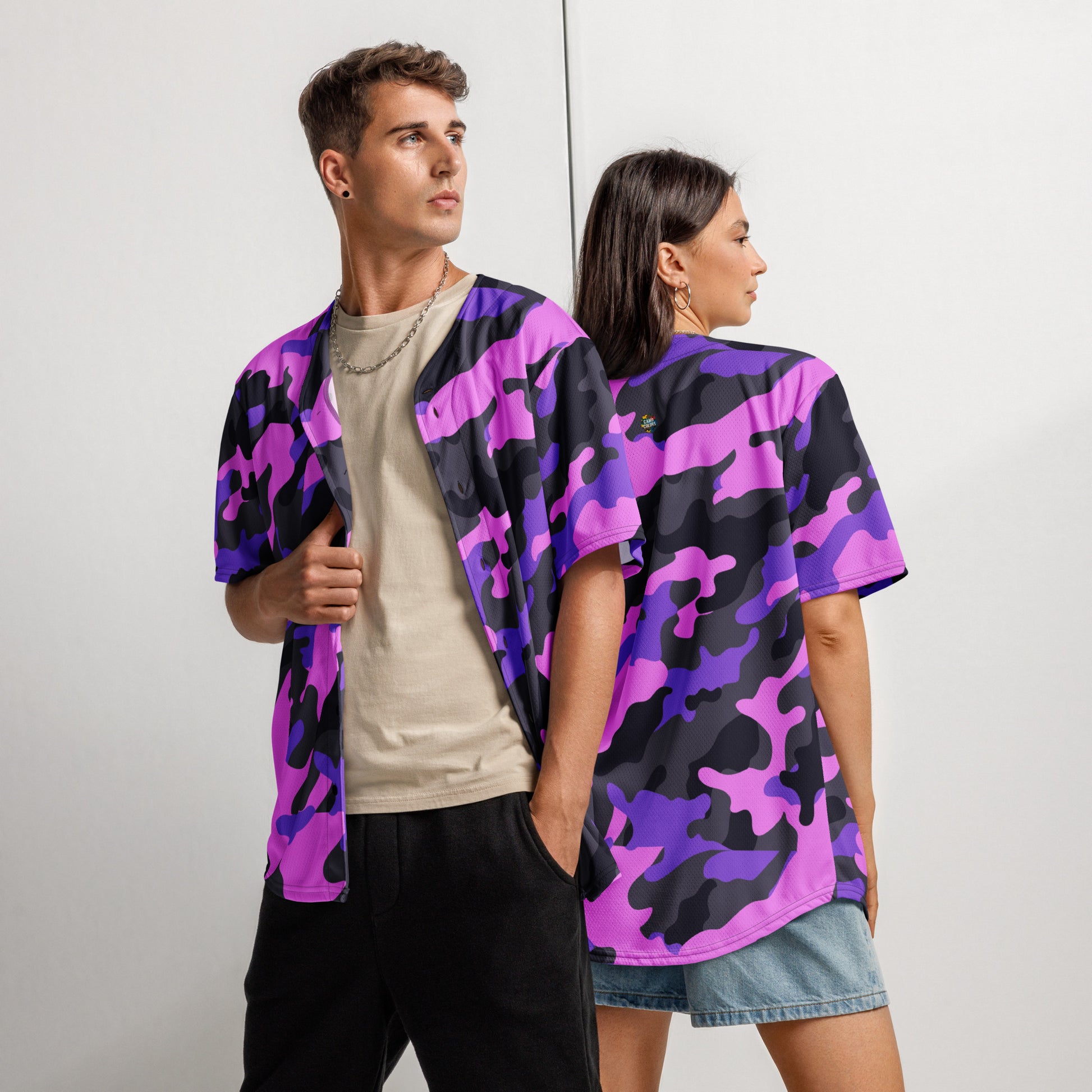 Camo Baseball Jersey | Pink, Black and Indigo Camouflage