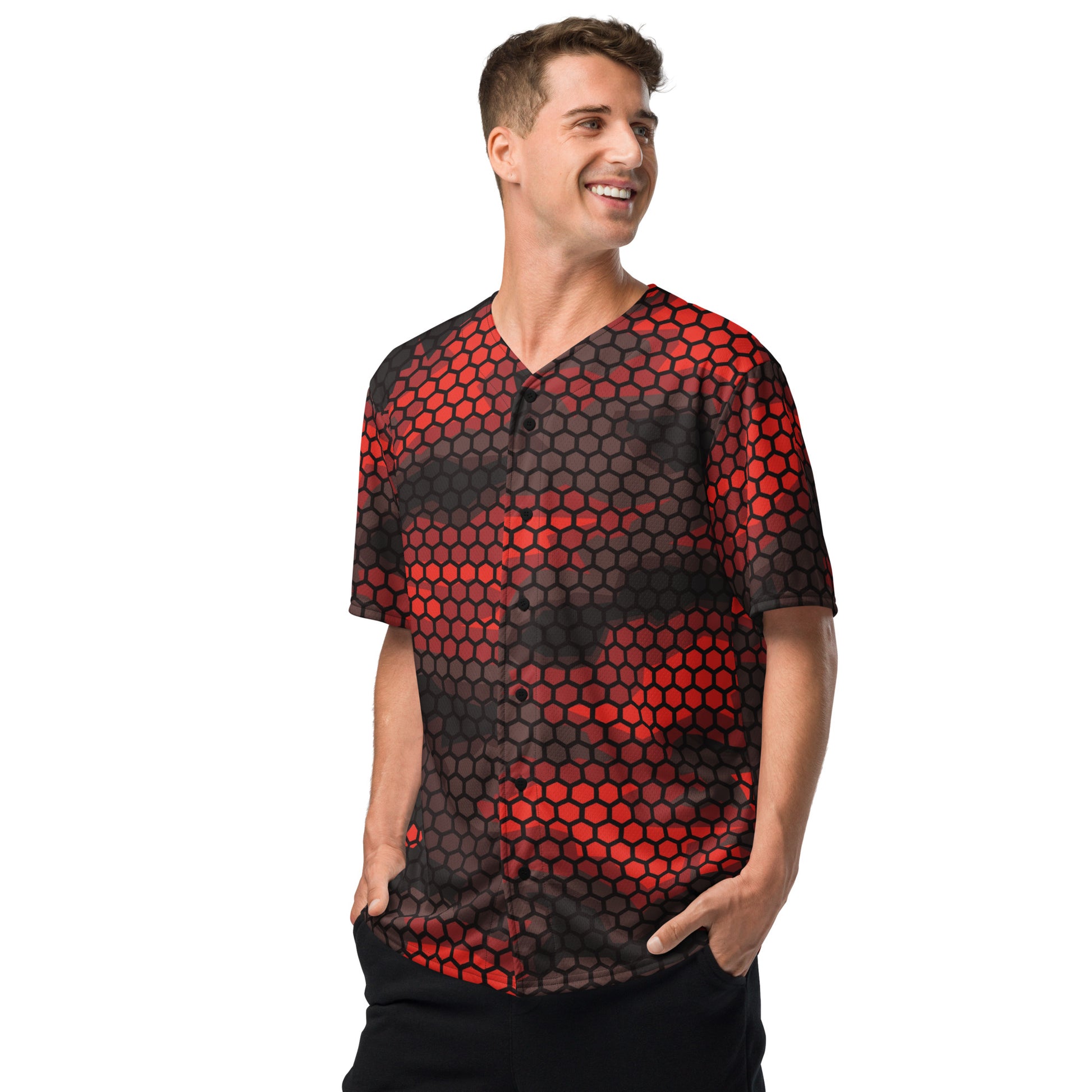 Red Camo Baseball Jersey | Geometric Hive