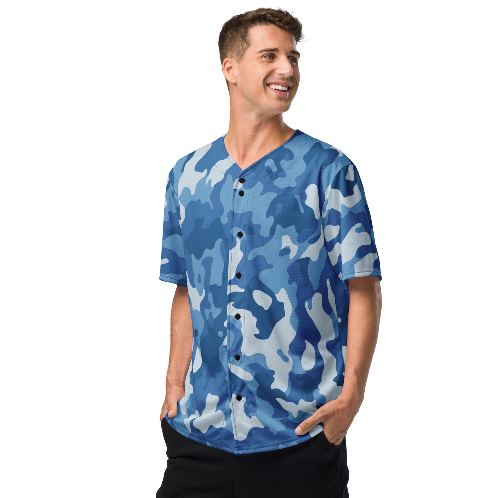 Camo Baseball Jersey | Army-inspired Blue Camouflage