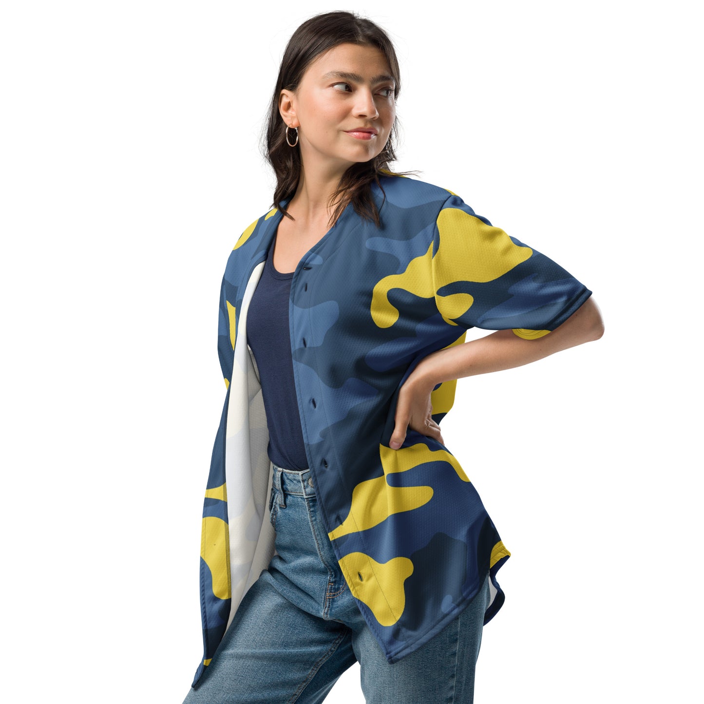 Camo Baseball Jersey | Blue and Yellow Camouflage