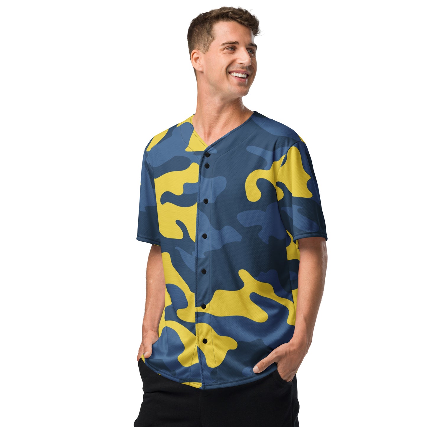 Camo Baseball Jersey | Blue and Yellow Camouflage